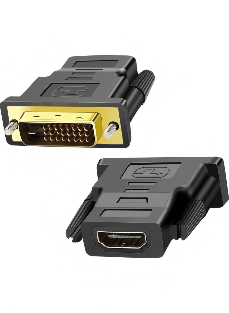 Apluynm DVI to HDMI Adapter, 2 Packs Bidirectional HDMI to DVI-D Adapter with Gold-Plated Connectors - Image 1